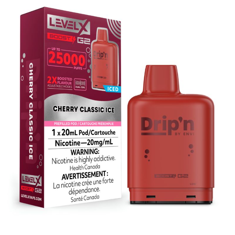 Federal *EXCISED* Nicotine Pod Drip'n Level X Boost G2 Cherry Classic Box of 6