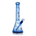 Glass Bong Red Eye Glass Tall Sapphire Blue Winter Wonderland Beaker Base W/Full Wrap Decal 15"