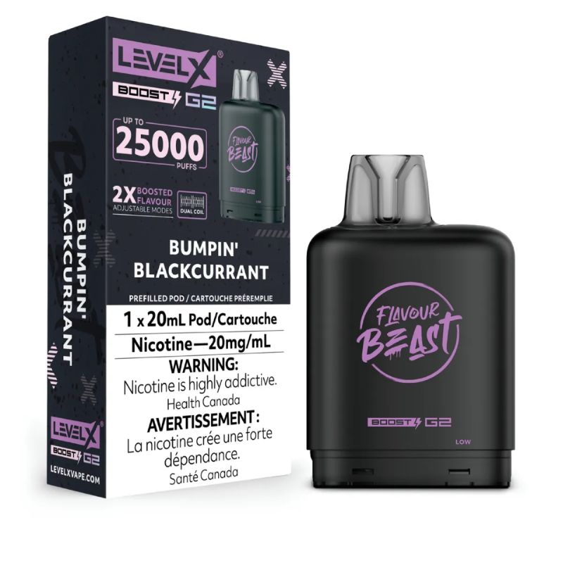 Federal *EXCISED* Nicotine Pod Flavour Beast Level X Boost G2 Bumpin' Blackcurrant Box of 6