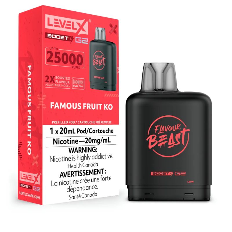 Federal *EXCISED* Nicotine Pod Flavour Beast Level X Boost G2 Famous Fruit KO Box of 6