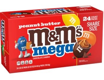 Snacks M & M Mega Peanut Butter 80.2 g Box of 24