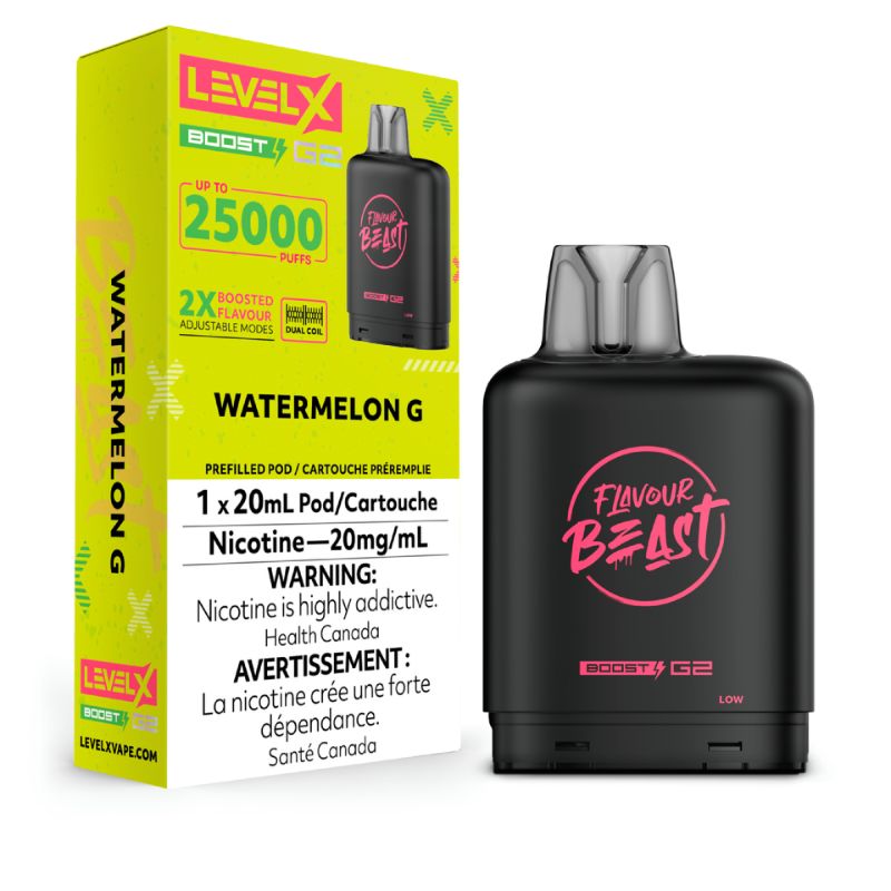 Federal *EXCISED* Nicotine Pod Flavour Beast Level X Level X Boost G2 Watermelon G Box of 6