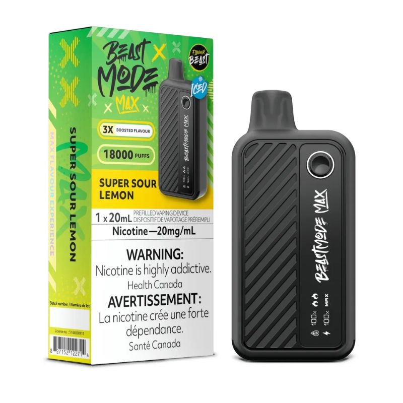 Alberta *EXCISED* Disposable Vape Flavour Beast Beast Mode Max Super Sour Lemon Box of 5