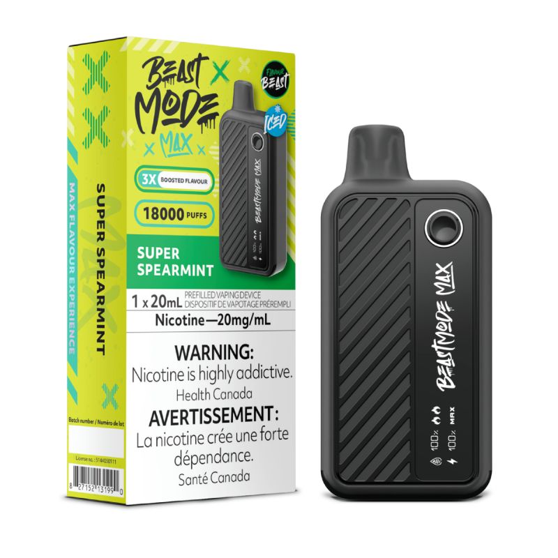 Alberta *EXCISED* Disposable Vape Flavour Beast Beast Mode Max Super Spearmint Box of 5