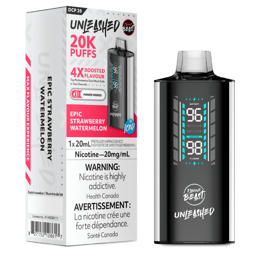 Manitoba *EXCISED* Disposable Vape Flavour Beast Unleashed DCP 20K Epic Strawberry Watermelon Box of 5