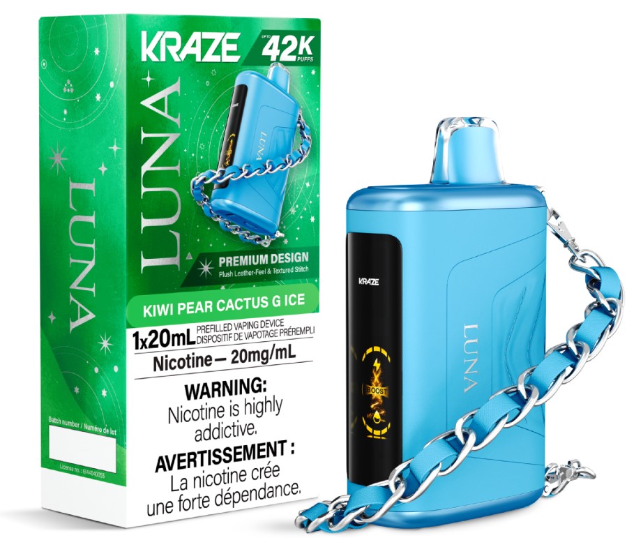 Federal *EXCISED* Disposable Vape Kraze Luna 42K Kiwi Pear Cactus G Ice Box of 5