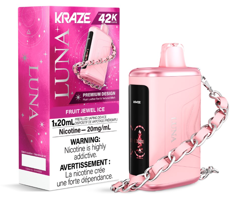 Alberta *EXCISED* Disposable Vape Kraze Luna 42K Fruit Jewel Ice Box of 5