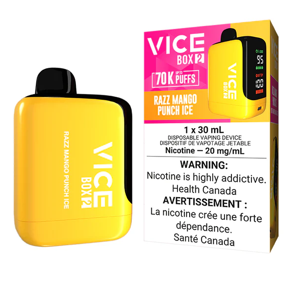 Alberta *EXCISED* Disposable Vape Vice Box 2 70K Razz Mango Punch Ice Box of 4