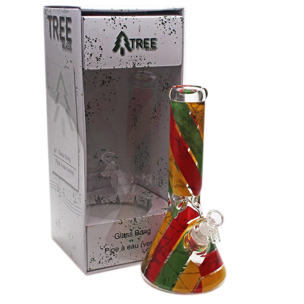 Glass Bong Tree Glass 12" 7mm Beaker Rasta Decal