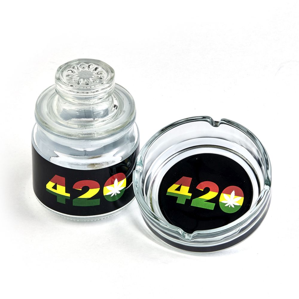 Glass Stash Jar And Ash Tray Set 420