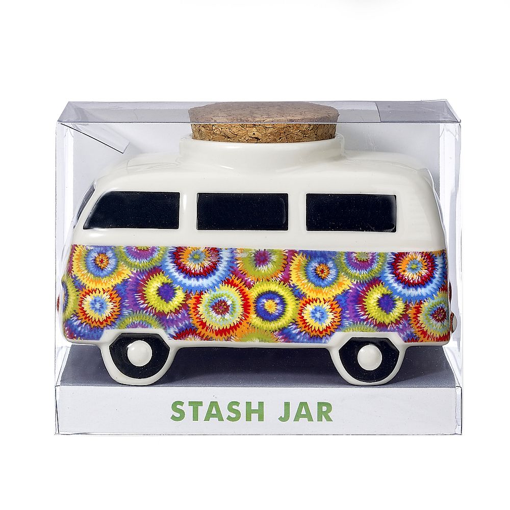 Storage Jar Vintage Bus Stash Jar Flower Power