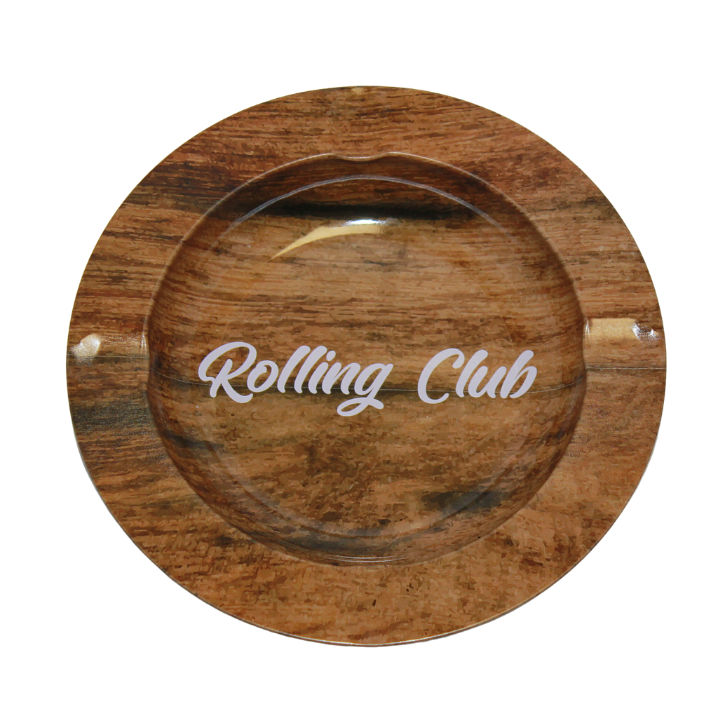 Rolling Club Metal Ashtray - Small - Woodgrain