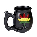 Ceramic Mug Pipe Rasta Embossed Leaf