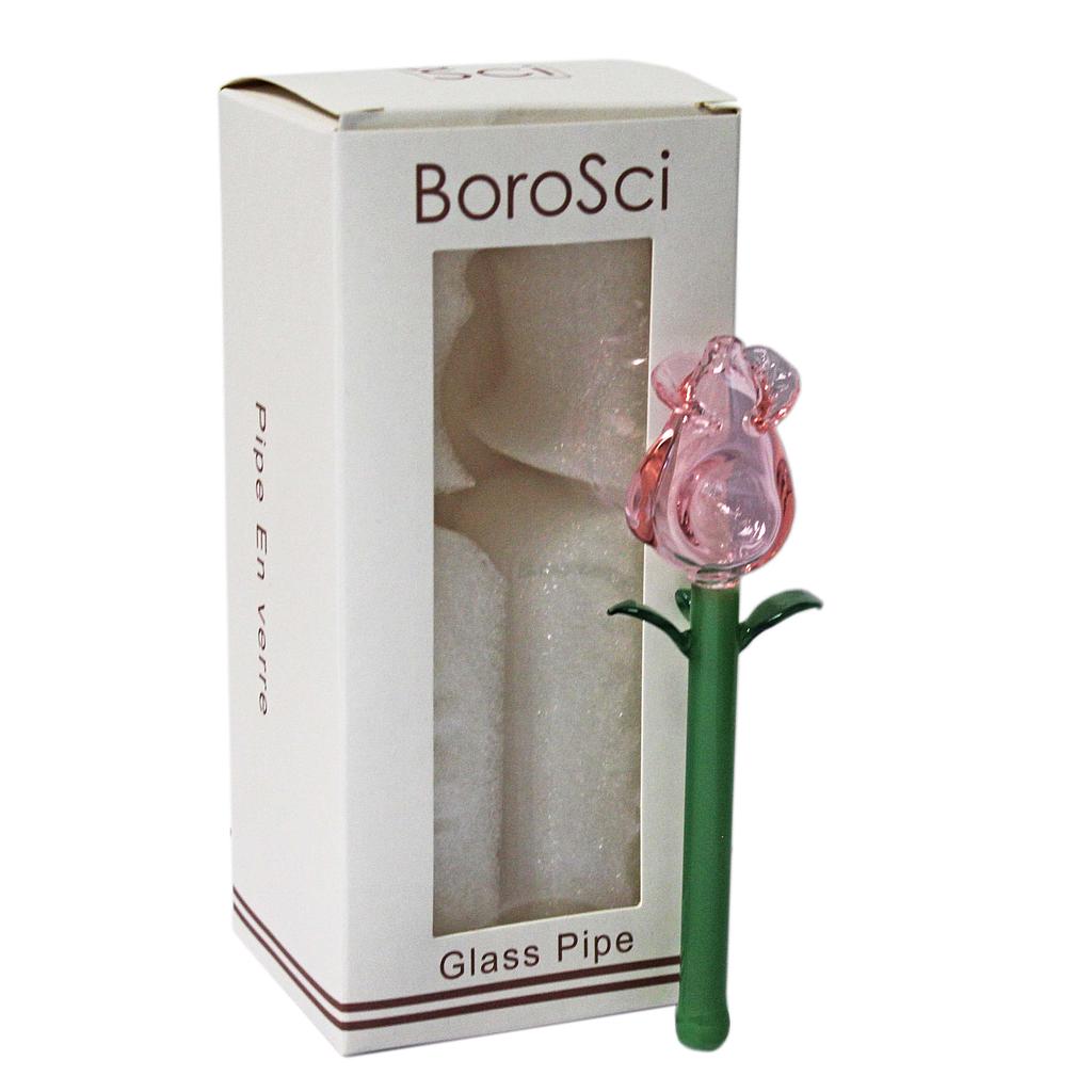 Glass Pipe BoroSci Pink Rose Pipe