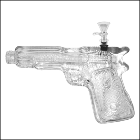 Glass Bong 8" Pistol Shaped 9mm Bowl