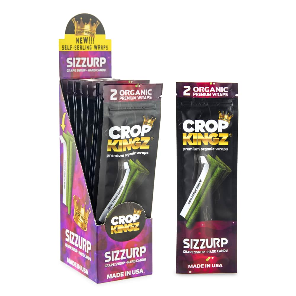 Hemp Wraps Crop Kingz 2pk Sizzurp Self Sealing Box of 15