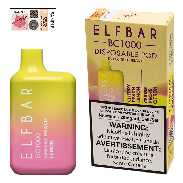 *EXCISED* Elf Bar Disposable Vape BC1000 650mAh Cherry Peach Lemon Box Of 10