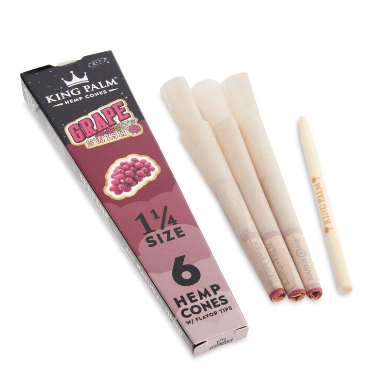 Pre Rolled Cones King Palm Hemp 1.25 Grape 6 Per Pack Box of 30