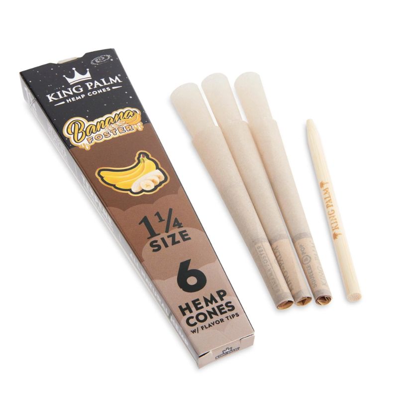 Pre Rolled Cones King Palm Hemp 1.25 Banana Foster 6 Per Pack Box of 30