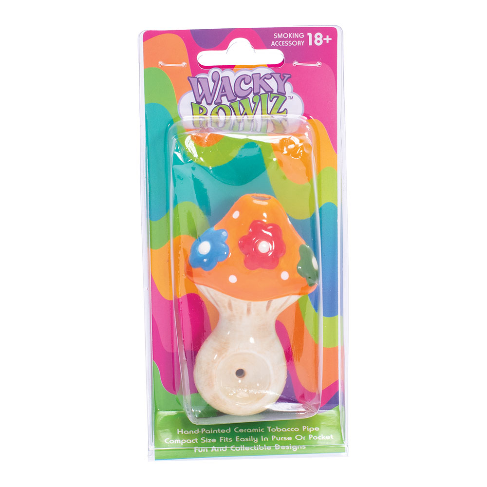 Ceramic Pipe Wacky Bowlz Flower Mushroom 3.75"