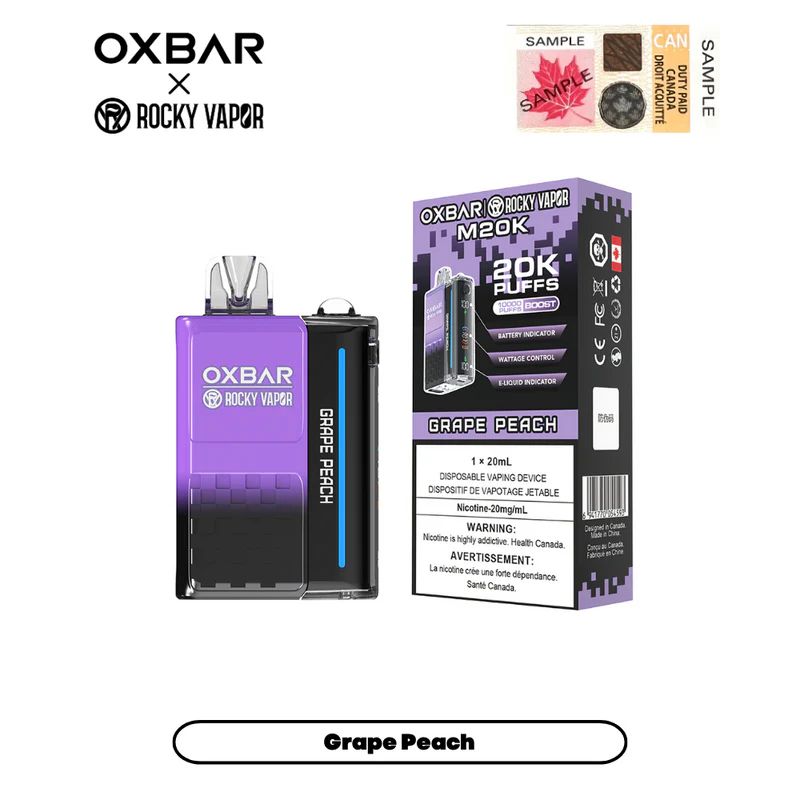 *EXCISED* Disposable Vape Oxbar M20K Grape Peach Box of 5