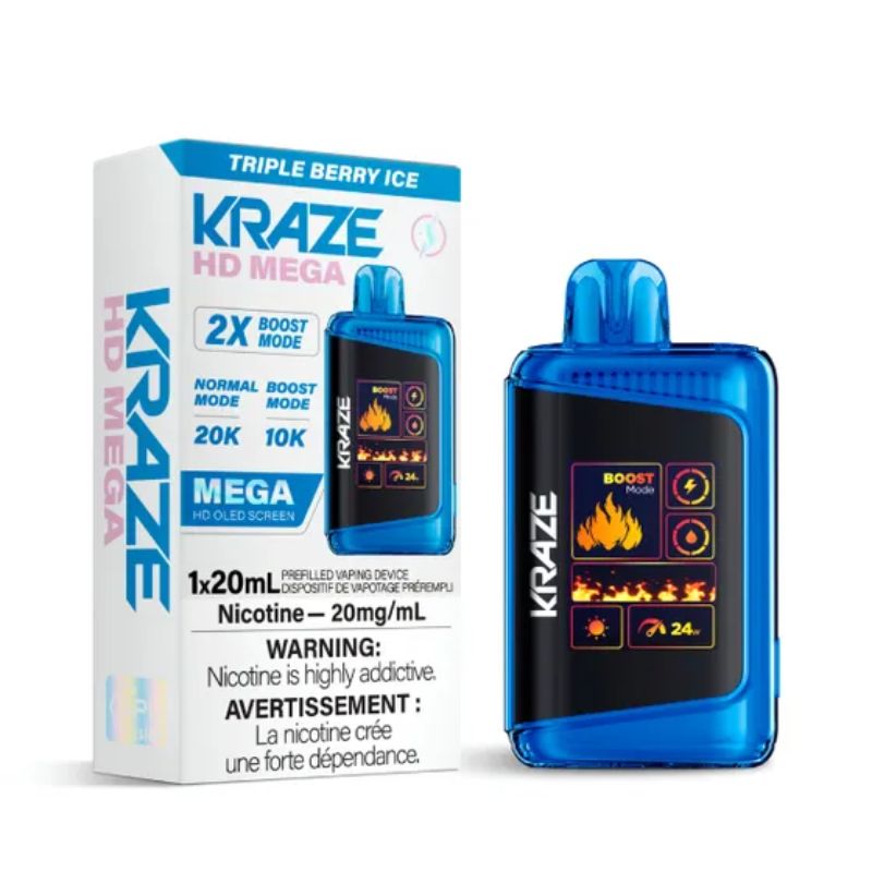 *EXCISED* Disposable Vape Kraze HD Mega 20k Puff Triple Berry Ice Box of 5