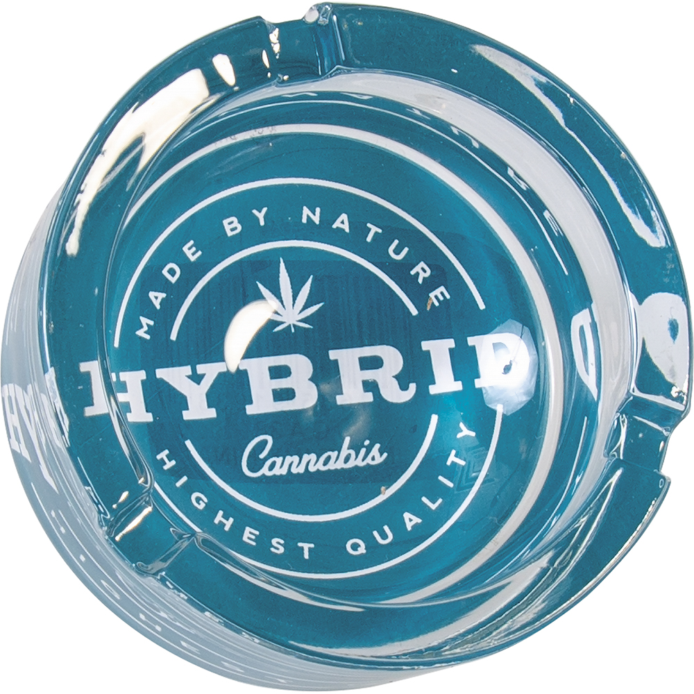 Ashtrays Fujima Round Glass Sativa, Indica, Hybrid Box of 6