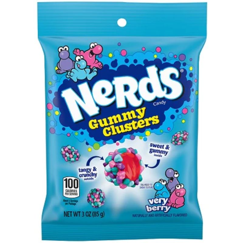 Snacks Nerds Gummy Clusters Very Berry Peg Bag 85g Box of 12