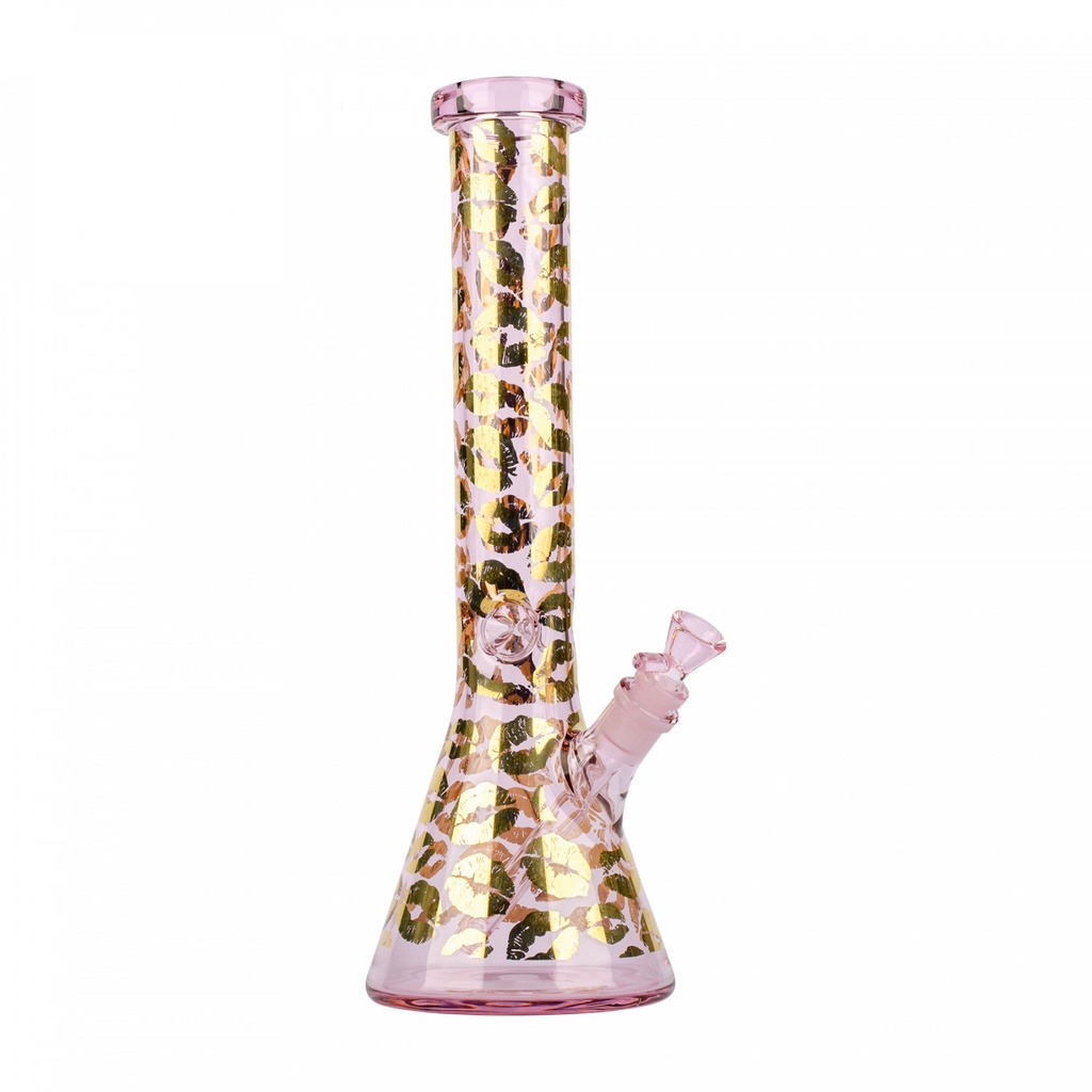 Glass Bong Red Eye Glass Pink Lips Beaker 15"