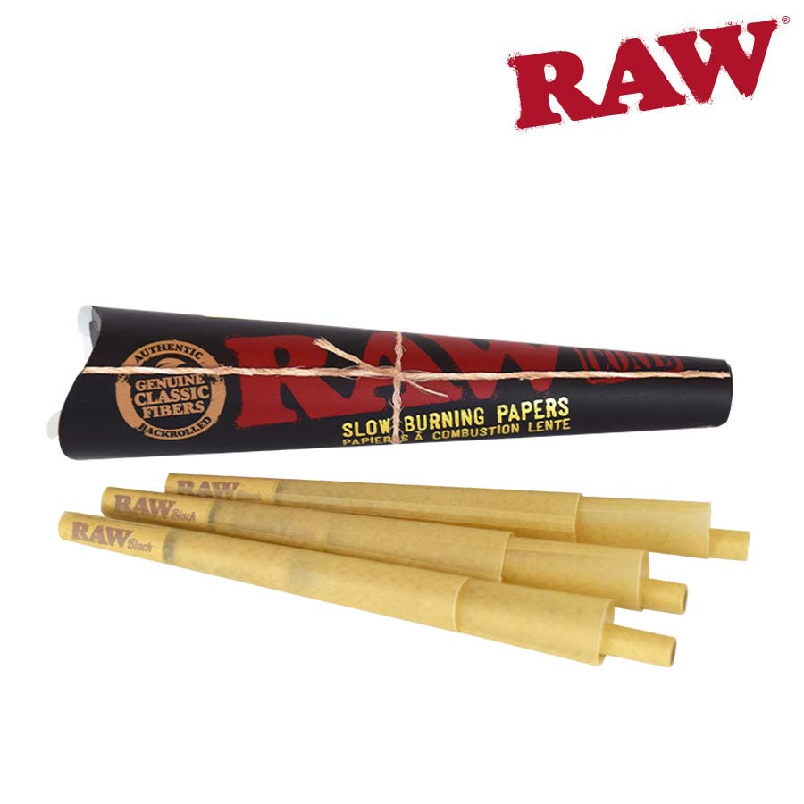 Rolling Cones Raw Black 1.25 Pack of 6 Box of 32