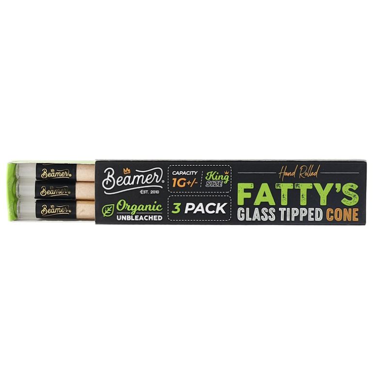 Rolling Cones Beamer "Fatty's" Organic Glass-Tipped 3 Pack 109mm Box of 12