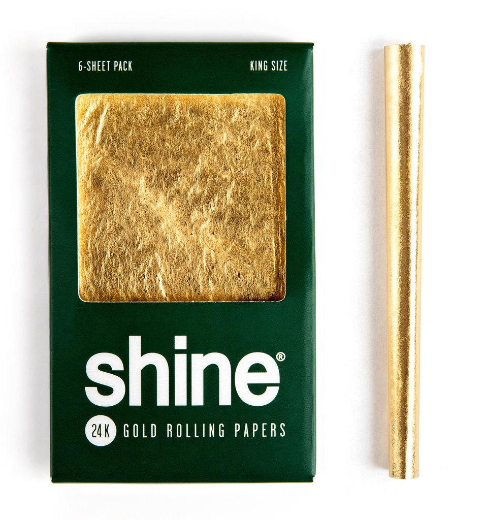 Shine 24k Gold Six-Sheet Pack King Size Rolling Papers