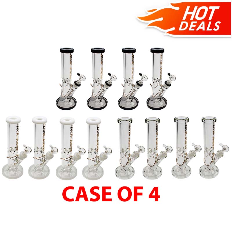 KIT: *CASE OF 4* Glass Bong Tech Tubes 12" 9mm Straight