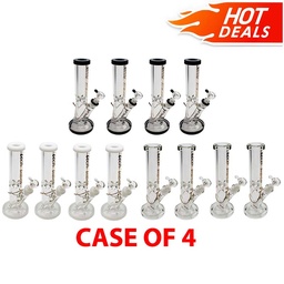 KIT: *CASE OF 4* Glass Bong Tech Tubes 12" 9mm Straight