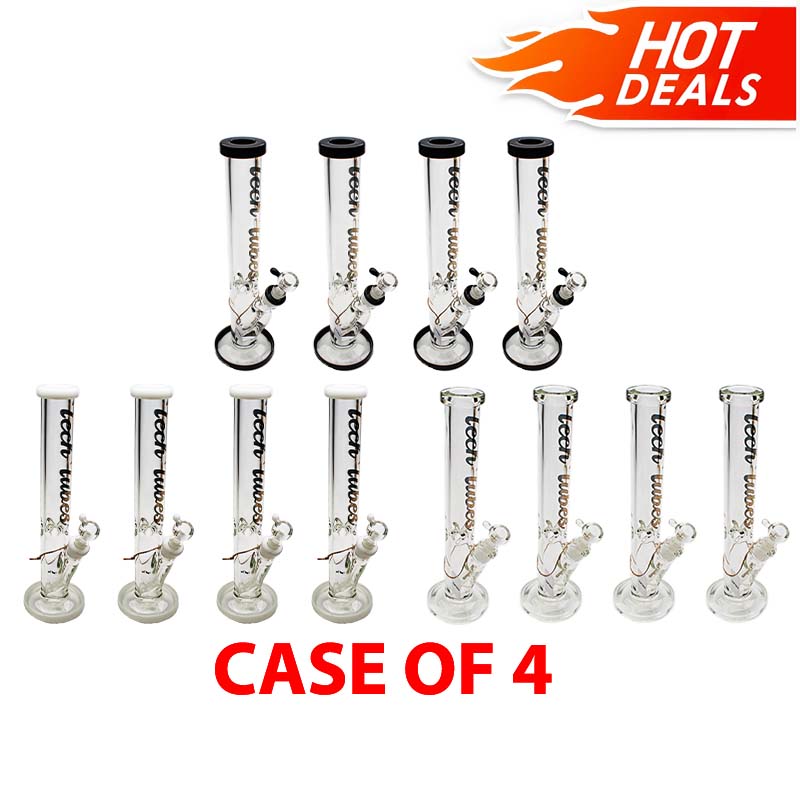 KIT: *CASE OF 4* Glass Bong Tech Tubes 16" 9mm Straight