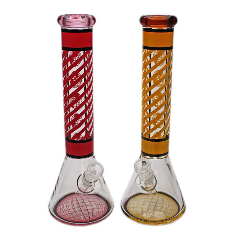 Glass Bong - 14" 7mm Global Stripes - Limited Time