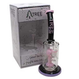 [trbu016pnk] Glass Bubbler Tree Glass 10" Black and Pink