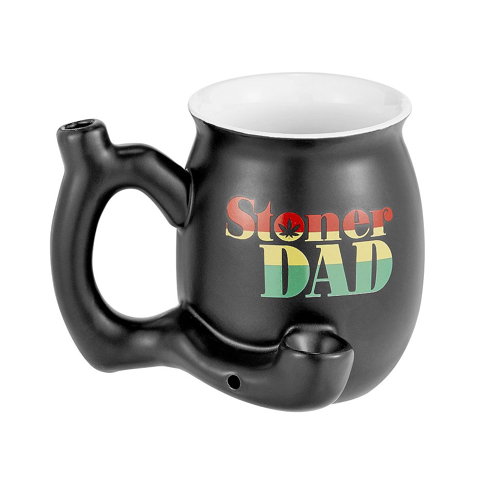 Premium Roast & Toast Ceramic Mug w/ Pipe - Matte Black & Green Leaf