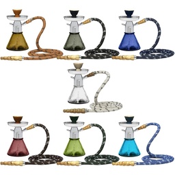 [mq176] MYA Petite 8" Hose Hookah Chrome Set in Box - Assorted Colours