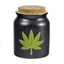 Storage Jar Green Embossed Leaf Stash Jar