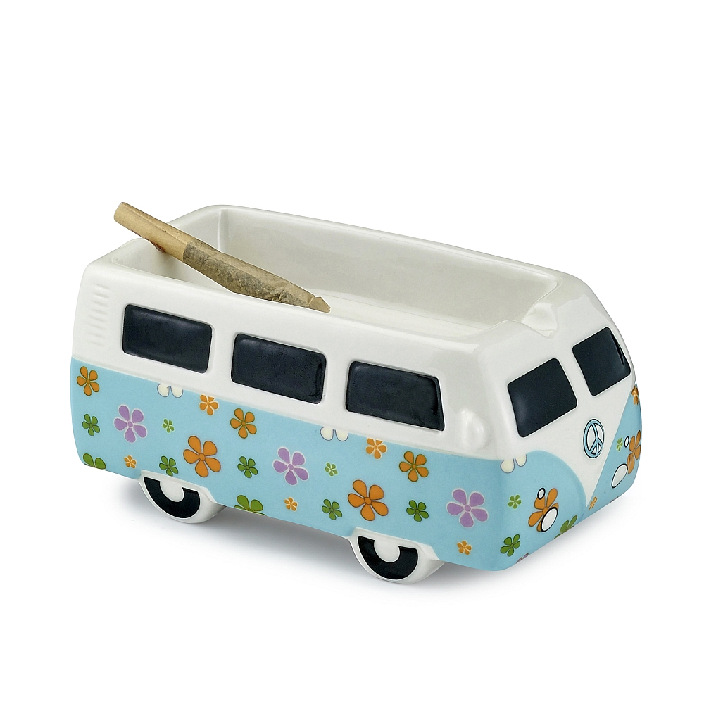 Ash Tray Ceramic Roast and Toast Bus Flower Power