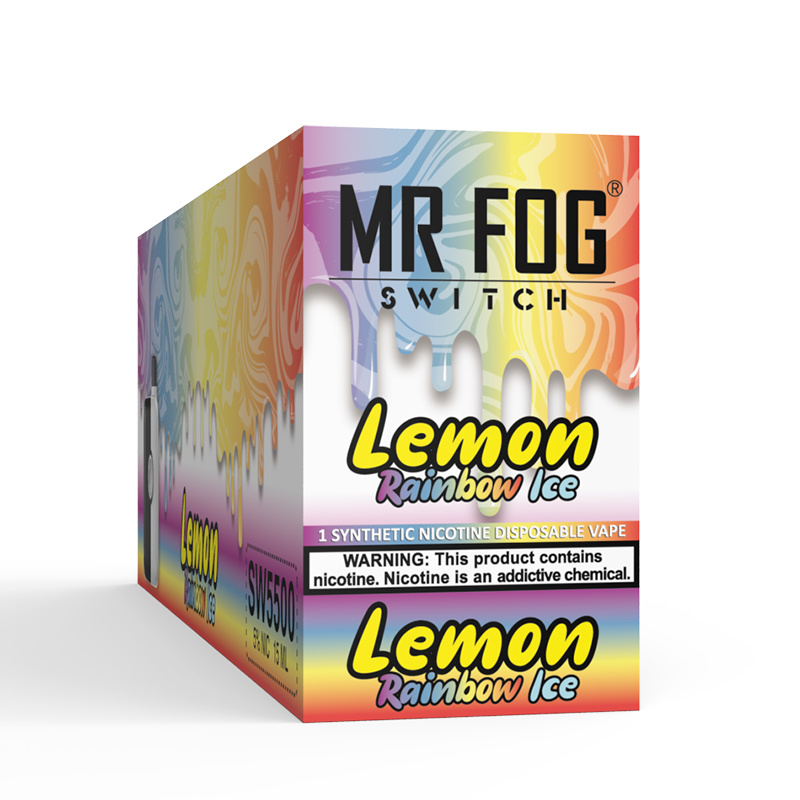 *EXCISED* Mr Fog Switch Disposable Vape Lemon Rainbow Ice 5500 Puffs Box Of 10