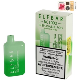 [elf1207b] *EXCISED* Elf Bar Disposable Vape BC1000 650mAh Kiwi Passion Fruit Guava Box Of 10