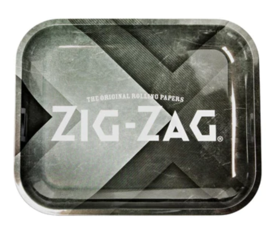 Zig Zag Metal Rolling Tray - Large - Black