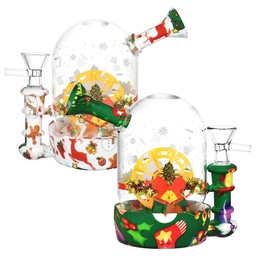 [gfa052] Glass Bong Christmas Waterwheel Bell Jar Water Pipe 4.5"