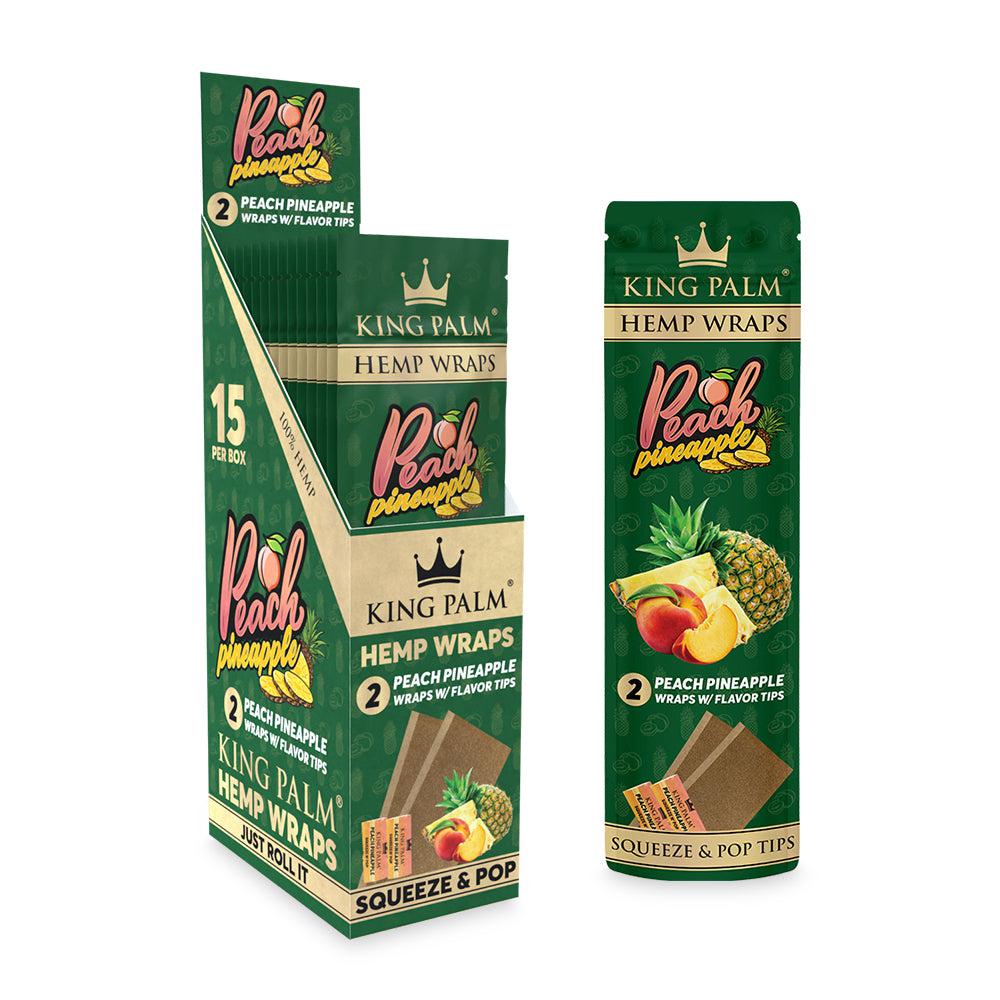 Hemp Wraps King Palm Peach Pineapple 2 Per Pack Box of 15