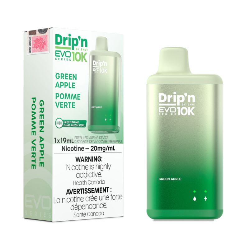 *EXCISED* Disposable Vape Drip'n by Envi EVO 10K Green Apple 19ml Box of 5