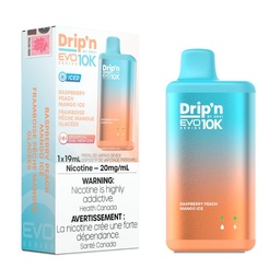 [dpv1209b] *EXCISED* Disposable Vape Drip'n by Envi EVO 10K Raspberry Peach Mango Ice 19ml Box of 5