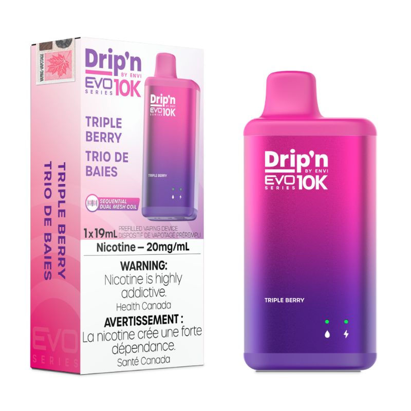 *EXCISED* Disposable Vape Drip'n by Envi EVO 10K Triple Berry 19ml Box of 5