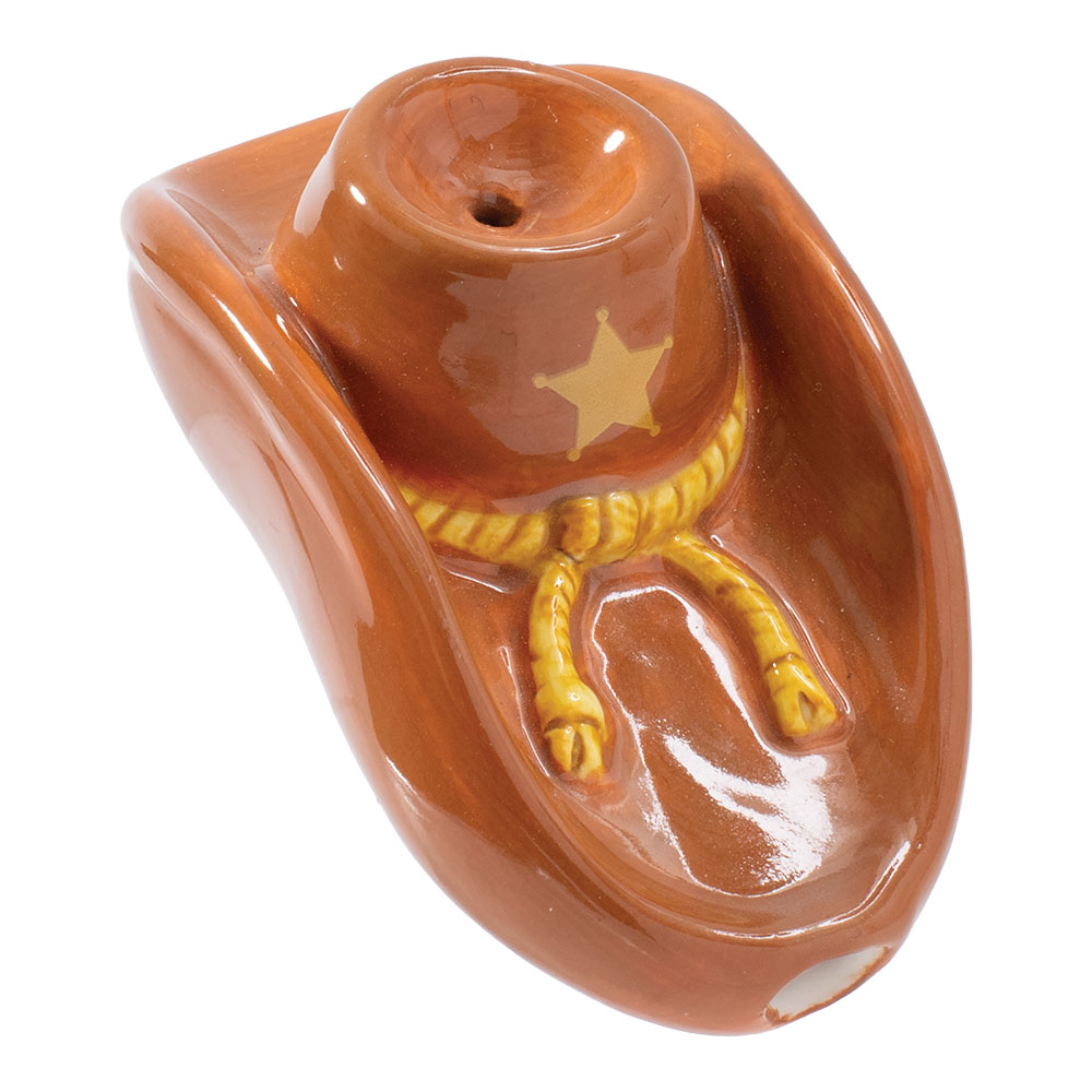 Ceramic Pipe Wacky Bowlz Cowboy Hat 4"